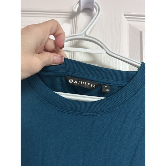 Athleta Drishti Ruched Long Sleeve Sweatshirt Coastal Teal Size MED MSRP $89 - Picture 4 of 9